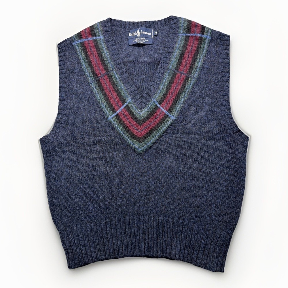 Vintage Polo Ralph Lauren Sweater Wool Vest Cricket Tennis Medium